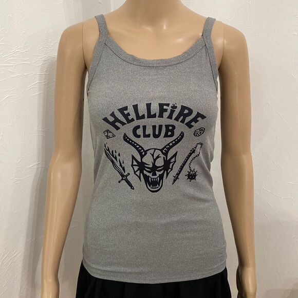 Stranger Things Hellfire Club Shirt Camisole Tank Top Stretch Jr Sz Medium 7-9 - Picture 1 of 8